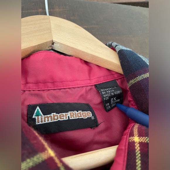 Vintage Timber Ridge Men’s Flannel Shirt Button Up Burgundy Blue Plaid Size XXL - Picture 2 of 7